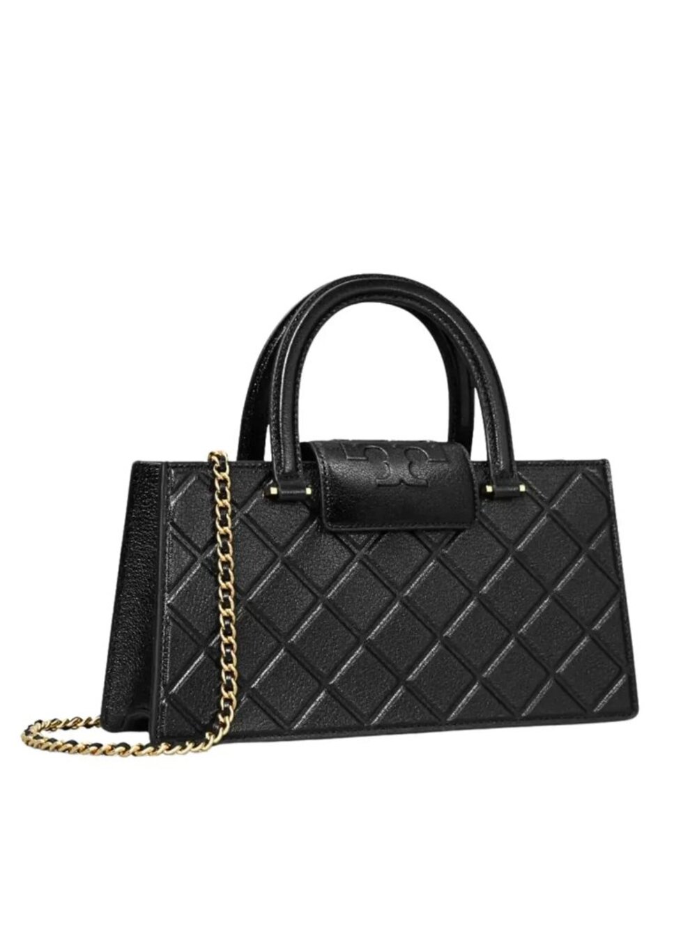 Tory Burch Fleming East West Leather Satchel Bag - Black - Picture 2 of 9